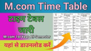 M.com 1st Year Time Table