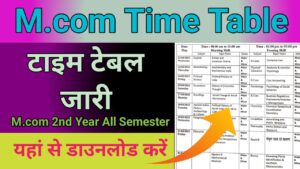 M.com 2nd Year Time Table